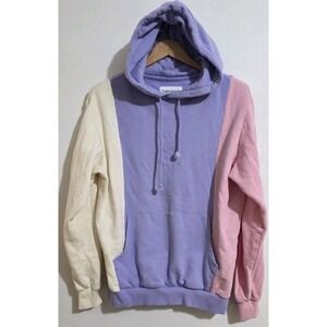 New Teddy Fresh Pastel Colorblock Hoodie Adult‎ Sz S Bear Embroidered Logo 90s